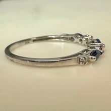 Load image into Gallery viewer, 10K White Gold Sapphire Topaz Stacking Ring sz 7 (1.1g)
