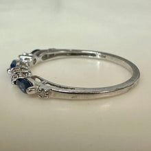 Load image into Gallery viewer, 10K White Gold Sapphire Topaz Stacking Ring sz 7 (1.1g)
