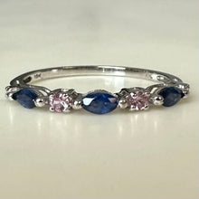 Load image into Gallery viewer, 10K White Gold Sapphire Topaz Stacking Ring sz 7 (1.1g)
