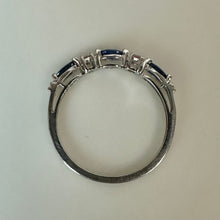 Load image into Gallery viewer, 10K White Gold Sapphire Topaz Stacking Ring sz 7 (1.1g)
