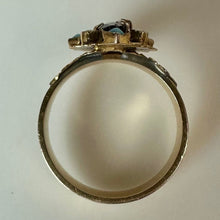 Load image into Gallery viewer, Antique Victorian 10K Gold Garnet Turquoise Seed Pearl Ring sz 6.5 As-Is (4.1g)
