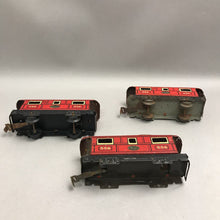 Load image into Gallery viewer, Vintage Marx O Gauge Tin Lithographed 3 Train Cars
