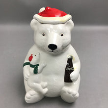 Load image into Gallery viewer, Coca-Cola Christmas Bear Ceramic Cookie Jar (10")
