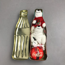 Load image into Gallery viewer, Coca-Cola Coke Bottle Tin with 2 Bears And Ornament (13")
