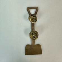 Load image into Gallery viewer, Vintage Etched Brass Shovel Tie Tack Lapel Pin Brooch (2.5")
