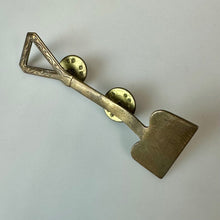 Load image into Gallery viewer, Vintage Etched Brass Shovel Tie Tack Lapel Pin Brooch (2.5")
