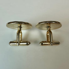 Load image into Gallery viewer, Vintage Shields Goldtone Genuine Diamond Accent Cufflinks (0.75")
