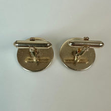 Load image into Gallery viewer, Vintage Shields Goldtone Genuine Diamond Accent Cufflinks (0.75")

