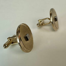 Load image into Gallery viewer, Vintage Shields Goldtone Genuine Diamond Accent Cufflinks (0.75")
