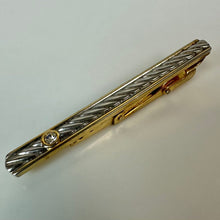Load image into Gallery viewer, Vintage Dunhill Silver &amp; Goldtone Rope CZ Accent Tie Bar Clip (2.5")
