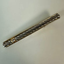 Load image into Gallery viewer, Vintage Dunhill Silver &amp; Goldtone Rope CZ Accent Tie Bar Clip (2.5")
