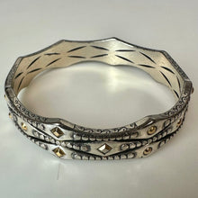 Load image into Gallery viewer, Brighton Two-Tone Plated Modern Geo Cutout Bangle Bracelet (7.5" Circumference)
