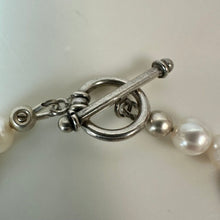 Load image into Gallery viewer, Freshwater Pearl Onyx Crystal Bead Sterling Toggle Bracelet (7.25")
