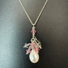 Load image into Gallery viewer, Sterling Baroque Pearl Crystal Bead Fringe Necklace &amp; Earrings Set (17,1")

