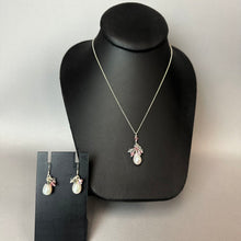Load image into Gallery viewer, Sterling Baroque Pearl Crystal Bead Fringe Necklace &amp; Earrings Set (17,1")
