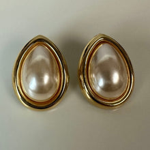 Load image into Gallery viewer, Vintage Napier Goldtone Faux Pearl Earrings (1")

