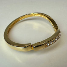 Load image into Gallery viewer, Vintage Napier Goldtone Rhinestone V-Shaped Hinged Bangle Bracelet
