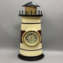 Load image into Gallery viewer, Wood Wall Lighthouse Clock (15")
