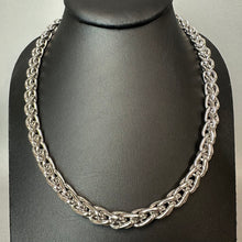 Load image into Gallery viewer, Vintage Monet Silvertone Thick Byzantine Chain Necklace (18")
