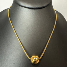Load image into Gallery viewer, Vintage Trifari Crown Goldtone Snake Chain Orb Necklace (15")
