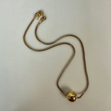 Load image into Gallery viewer, Vintage Trifari Crown Goldtone Snake Chain Orb Necklace (15")
