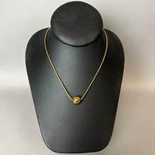 Load image into Gallery viewer, Vintage Trifari Crown Goldtone Snake Chain Orb Necklace (15")
