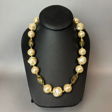 Load image into Gallery viewer, Vintage Napier Oversized Goldtone Faux Pearl Beaded Necklace (20")
