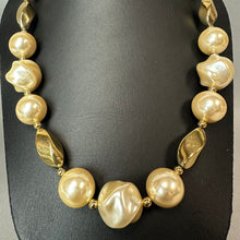 Load image into Gallery viewer, Vintage Napier Oversized Goldtone Faux Pearl Beaded Necklace (20")
