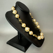 Load image into Gallery viewer, Vintage Napier Oversized Goldtone Faux Pearl Beaded Necklace (20")
