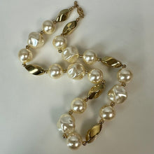 Load image into Gallery viewer, Vintage Napier Oversized Goldtone Faux Pearl Beaded Necklace (20")
