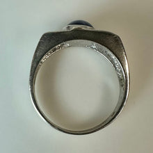 Load image into Gallery viewer, 10K White Gold Star Sapphire Diamond Ring sz 8.5 (4.4g)
