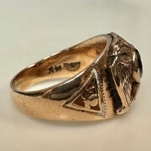 Load image into Gallery viewer, Antique 14K Gold Ruby Masonic Eagle Ring sz 10 (11.4g)
