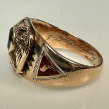 Load image into Gallery viewer, Antique 14K Gold Ruby Masonic Eagle Ring sz 10 (11.4g)

