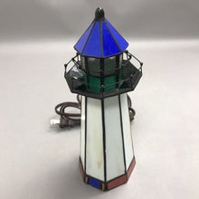 Load image into Gallery viewer, Vintage Stained Glass Lighthouse Accent Lamp (10")
