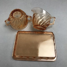 Load image into Gallery viewer, Pink Depression Glass Imperial Twisted Optic Cream/Sugar/Platter Set (7x4)
