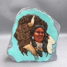 Load image into Gallery viewer, Hand Painted Native American Indian with Buffalo (10")
