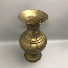 Load image into Gallery viewer, Vintage Hammered Brass Large Vase with Brass Rope Tassels (16")
