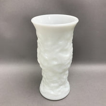 Load image into Gallery viewer, Vintage White Milk Glass Vase by E.O. Brody Co. Textured Crinkle Pattern (9.5")
