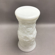 Load image into Gallery viewer, Vintage White Milk Glass Vase by E.O. Brody Co. Textured Crinkle Pattern (9.5")
