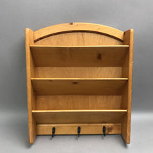 Load image into Gallery viewer, Wooden Mail Organizer Wall Mount Rack w/3 Key Hooks (13"x12")
