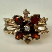 Load image into Gallery viewer, 10K Gold Garnet Diamond Ring sz 6.5 (3.4g)
