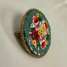 Load image into Gallery viewer, Vintage Italian Floral Micro Mosaic Brooch Pin (1.25")
