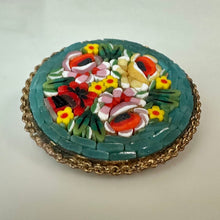 Load image into Gallery viewer, Vintage Italian Floral Micro Mosaic Brooch Pin (1.25")

