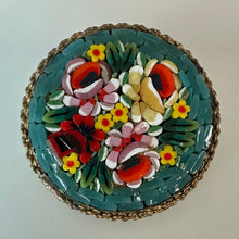 Load image into Gallery viewer, Vintage Italian Floral Micro Mosaic Brooch Pin (1.25")
