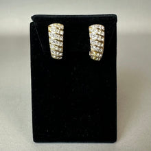 Load image into Gallery viewer, Vintage Monet Goldtone Rhinestone Clip Earrings (1")
