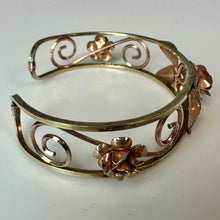 Load image into Gallery viewer, Vintage Krementz Goldtone Rose Cutout Cuff Bracelet
