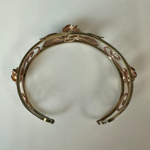 Load image into Gallery viewer, Vintage Krementz Goldtone Rose Cutout Cuff Bracelet
