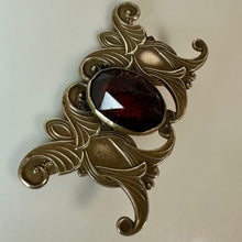 Load image into Gallery viewer, Antique Victorian Art Nouveau Amber Faceted Glass Brooch Sash Pin (2.25")
