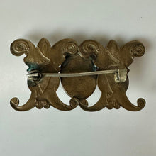 Load image into Gallery viewer, Antique Victorian Art Nouveau Amber Faceted Glass Brooch Sash Pin (2.25")
