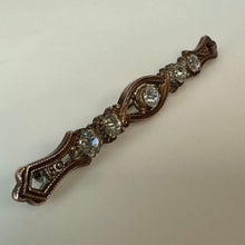Load image into Gallery viewer, Antique Clear Rhinestone Filigree Bar Brooch Pin (2.5")
